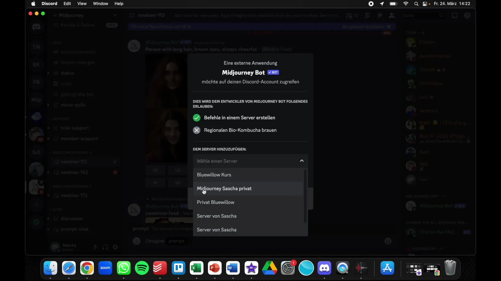 Poprawnie skonfiguruj prywatny serwer Discord dla Midjourney