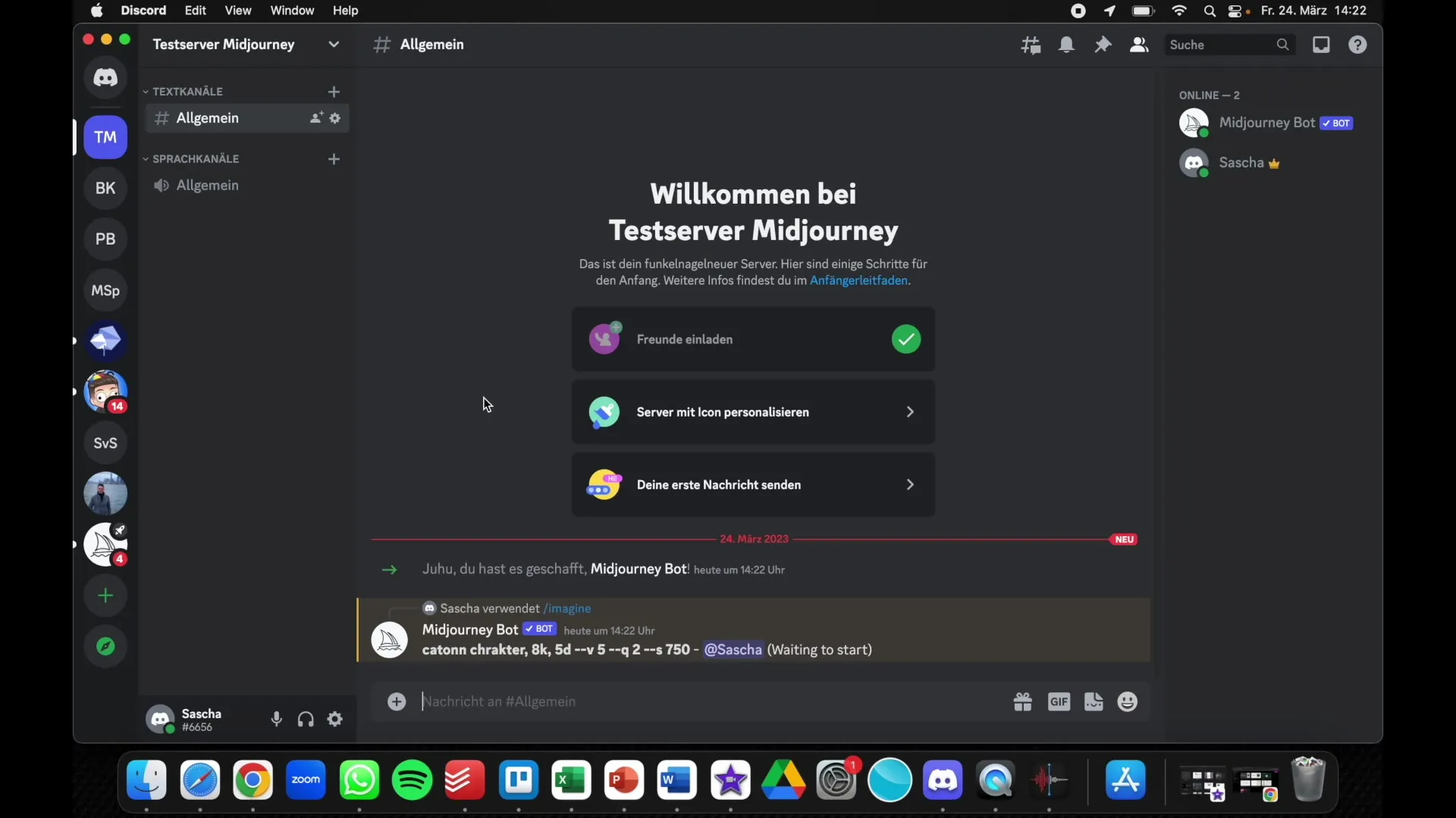 Prawidłowe skonfigurowanie prywatnego serwera Discord dla Midjourney