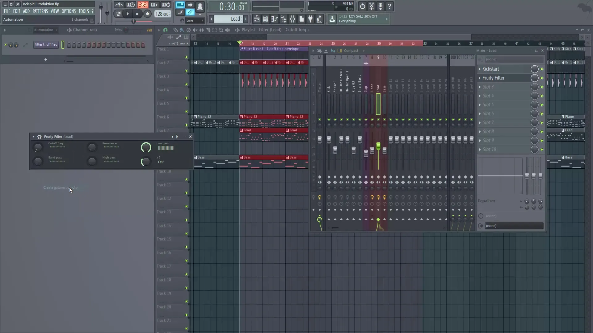Creare e utilizzare automationsclips in FL Studio
