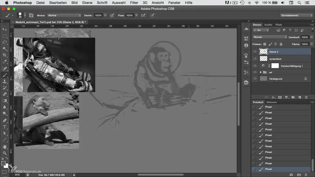 Character-Painting in Photoshop: leren om de schets te bewerken
