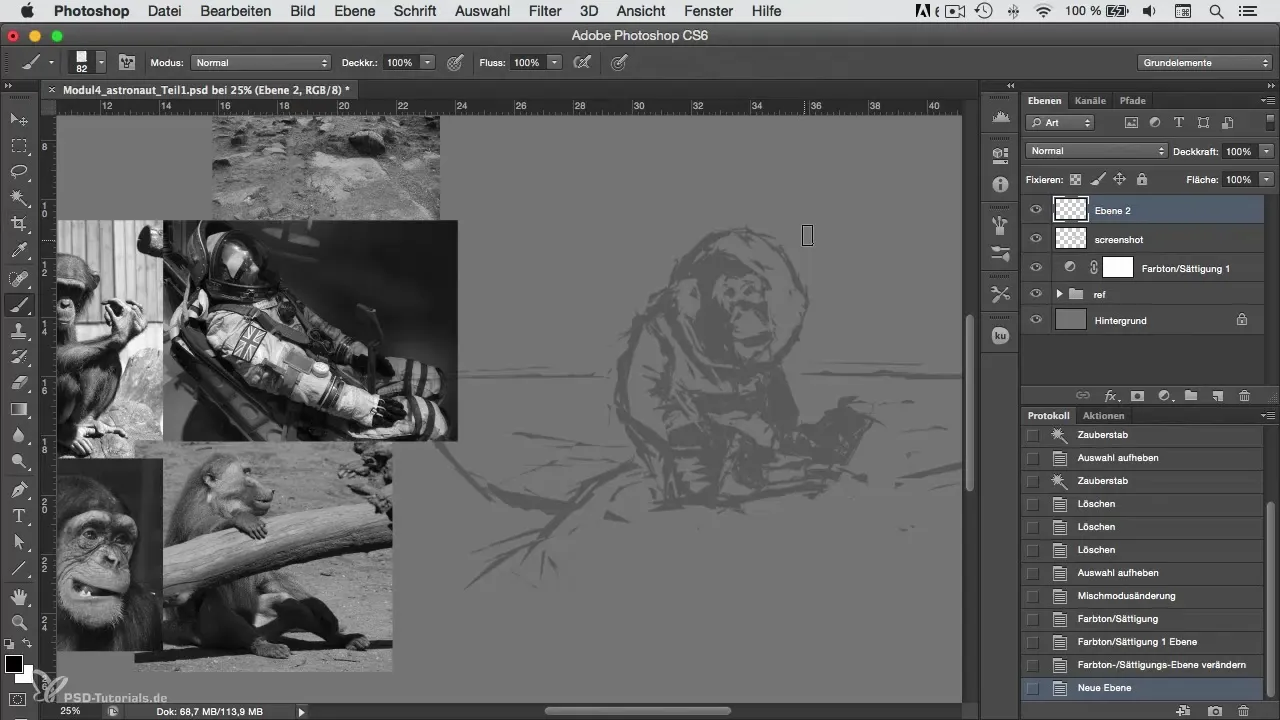 Character-Painting in Photoshop: leren om schetsen te bewerken