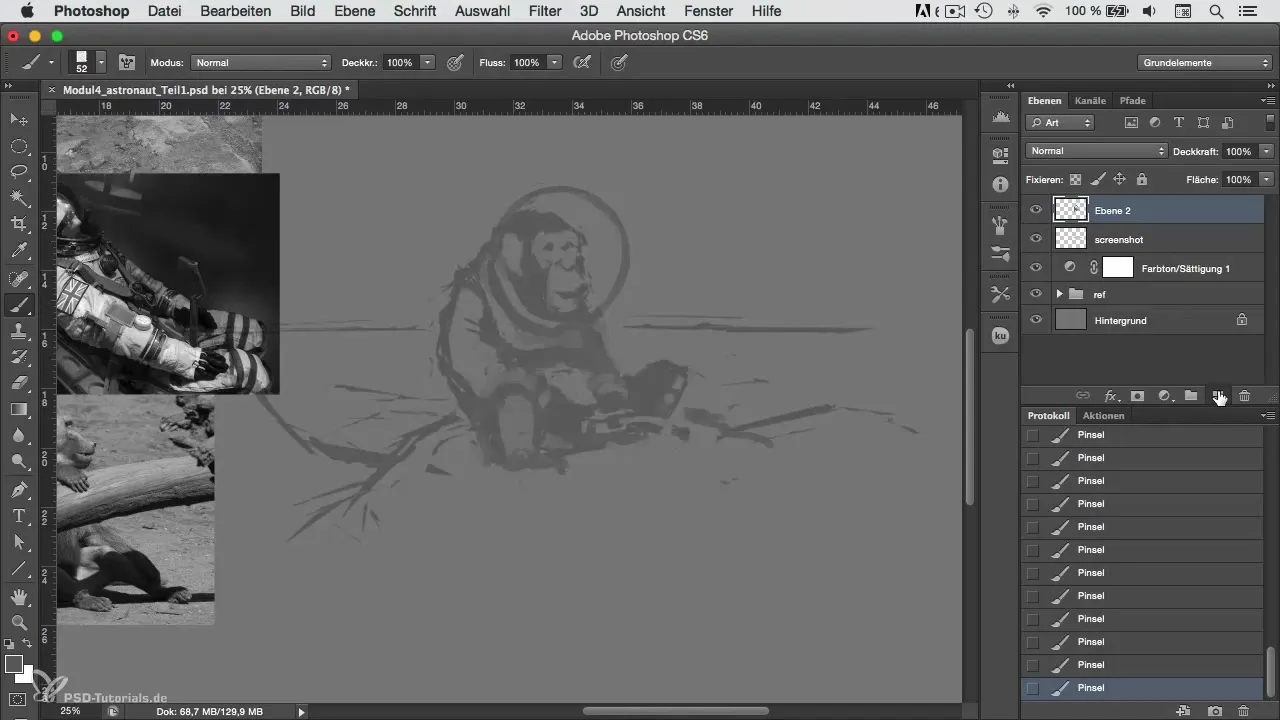 Character-Painting in Photoshop: leren om de schets te bewerken