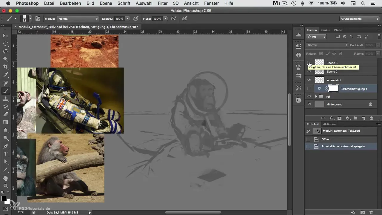 Astronautas en Photoshop – Colores vibrantes crear
