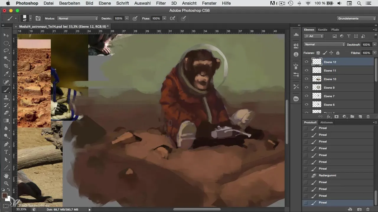 Mejorar la superficie de Marte en la pintura de personajes
