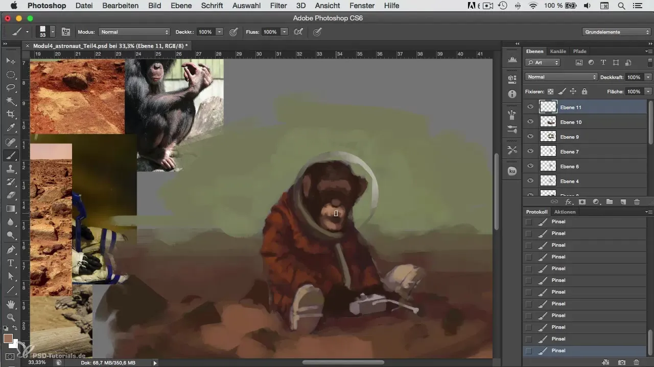 Mejorar la superficie de Marte en la pintura de personajes