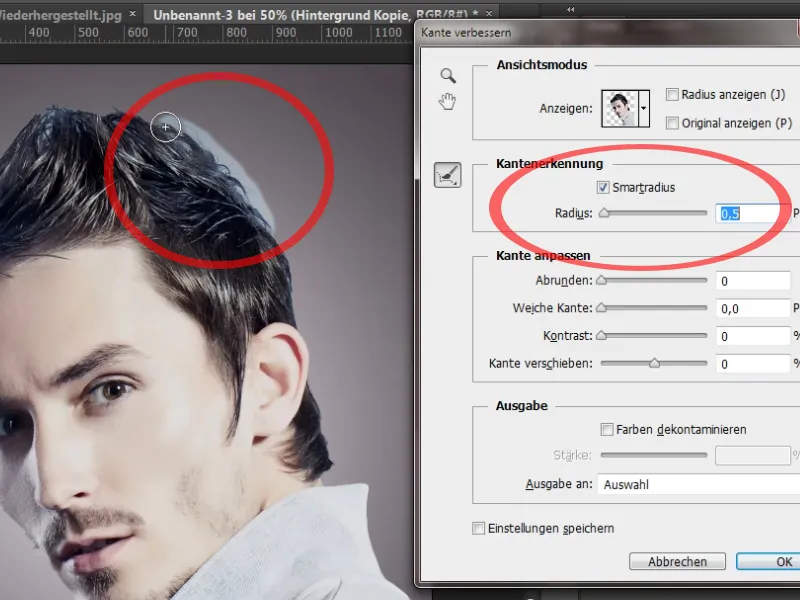 Hair clipping and color fringe correction under simple conditions