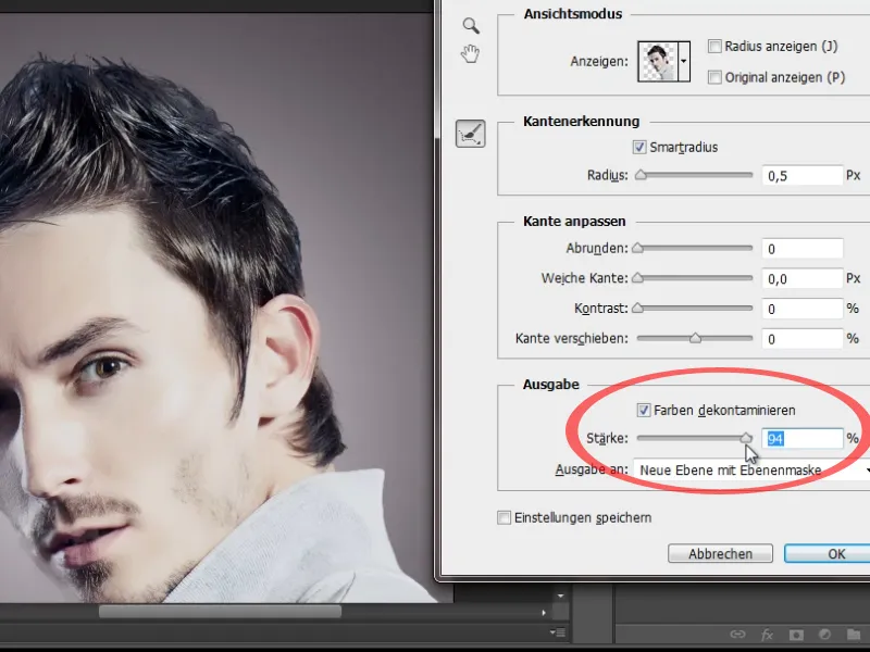 Hair clipping and color fringe correction under simple conditions