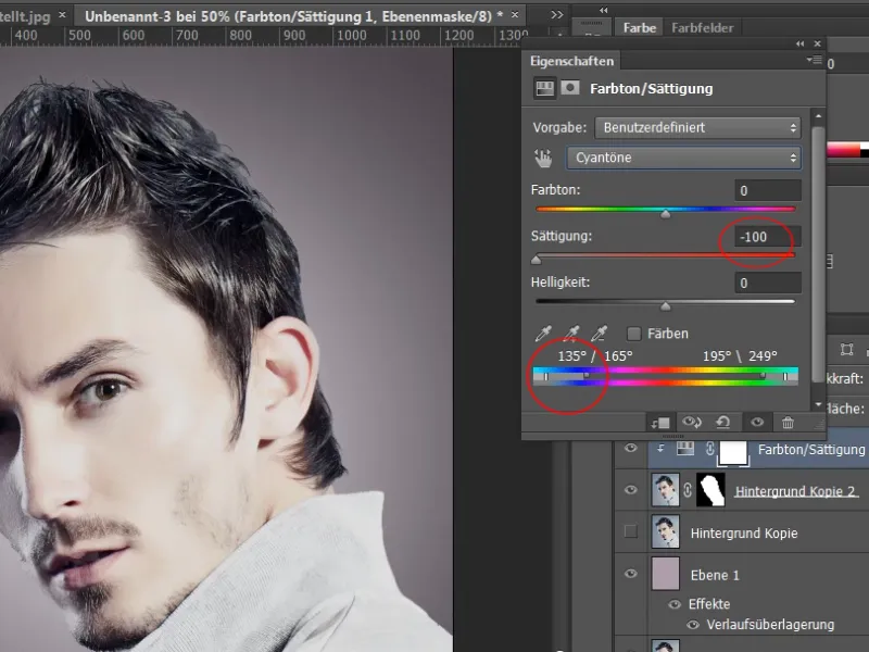 Hair clipping and color fringe correction under simple conditions
