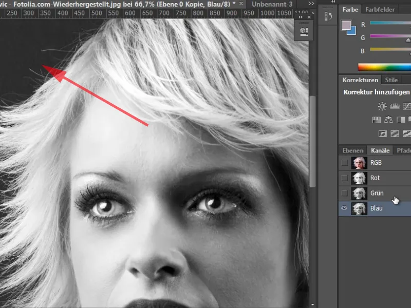 Hair clipping and color fringe correction under simple conditions