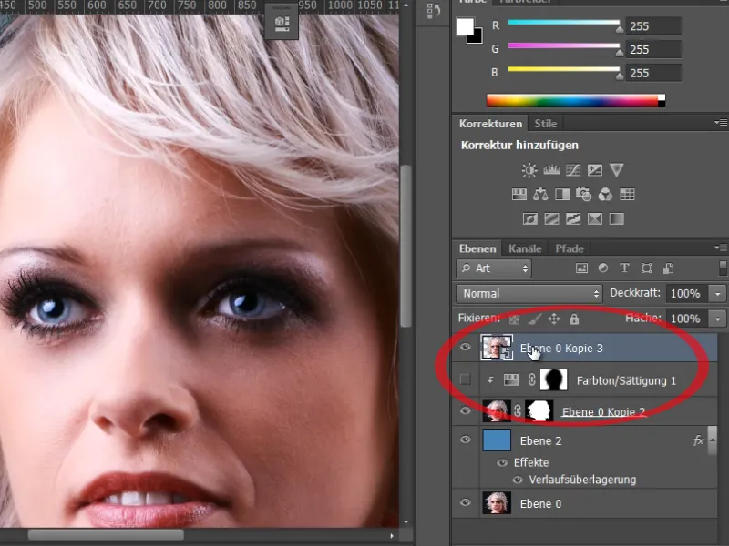 Hair clipping and color fringe correction under simple conditions