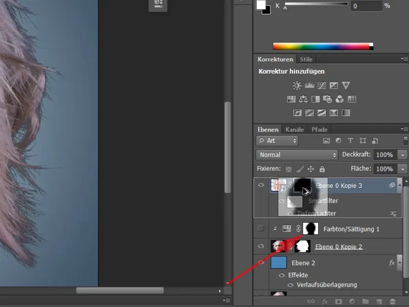 Hair clipping and color fringe correction under simple conditions