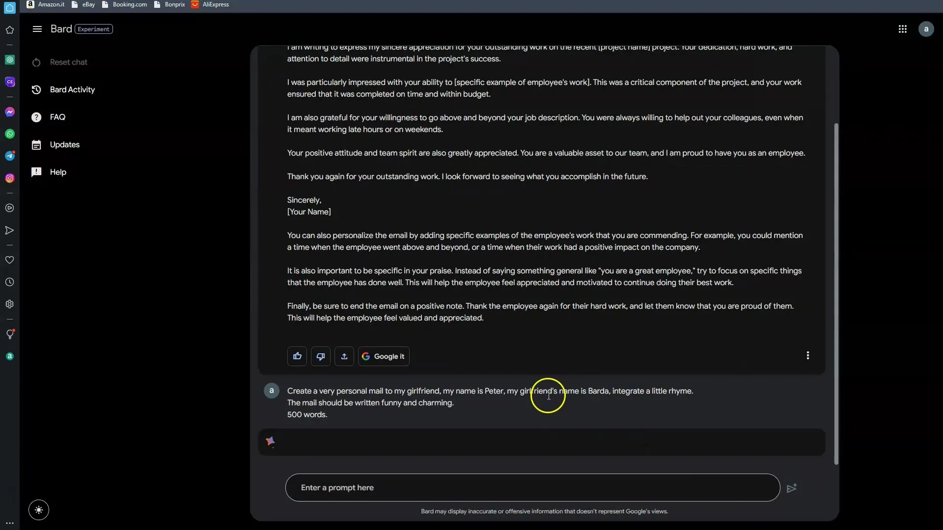 Scrivere email con Bard - Guida passo dopo passo