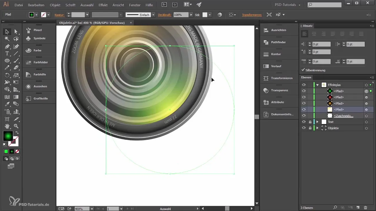 Crearea suprafeței din sticlă pentru un obiectiv în Adobe Illustrator