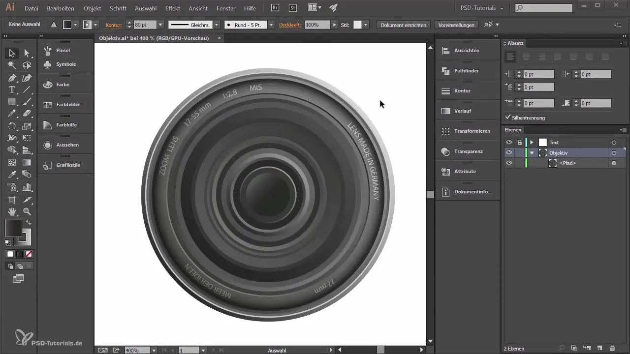 Crearea suprafeței din sticlă pentru un obiectiv în Adobe Illustrator
