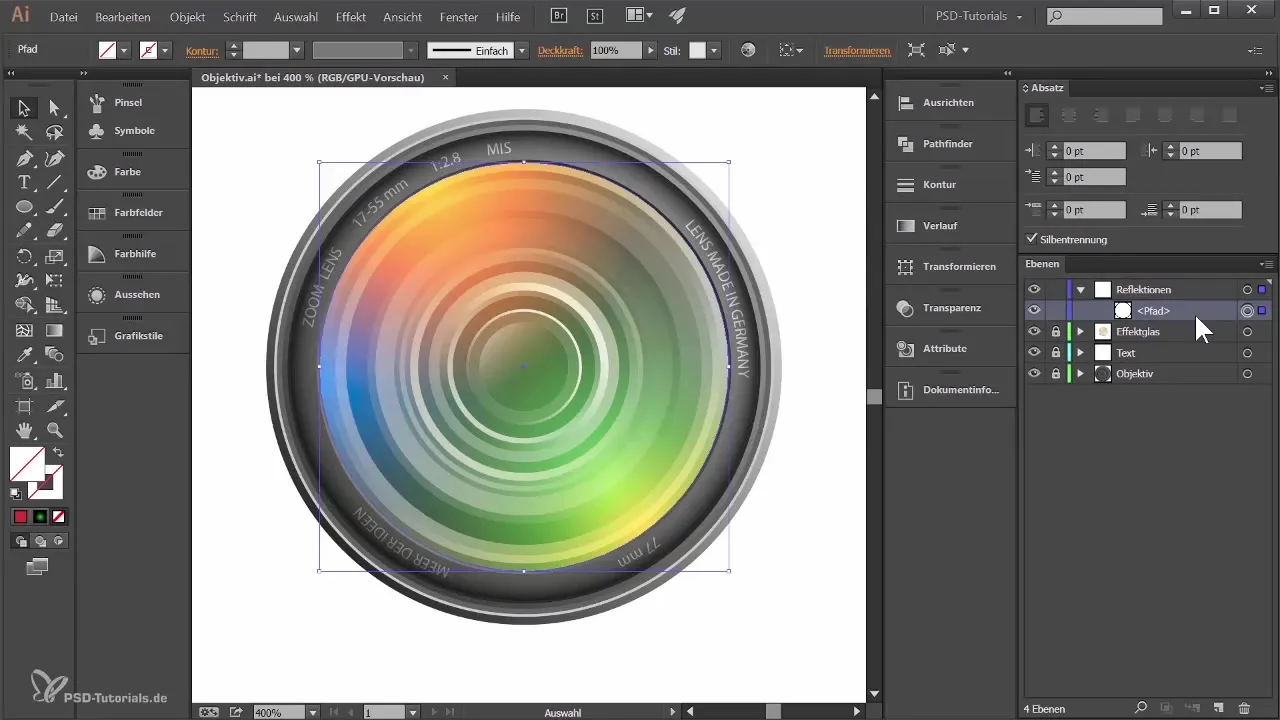 Crearea unei suprafețe de sticlă pentru un obiectiv în Adobe Illustrator