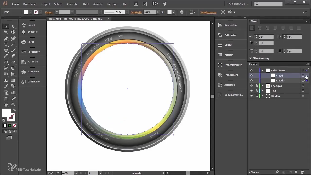Crearea unei suprafețe de sticlă pentru un obiectiv în Adobe Illustrator