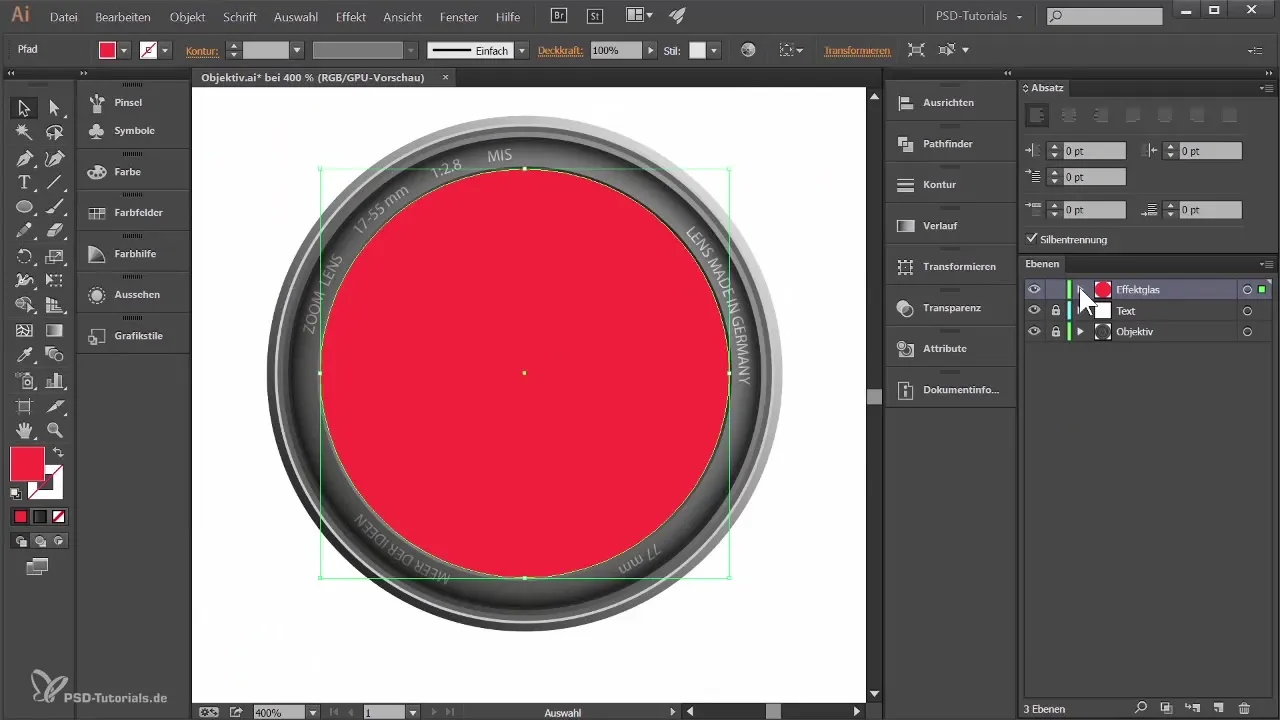 Crearea unei suprafețe de sticlă pentru un obiectiv în Adobe Illustrator