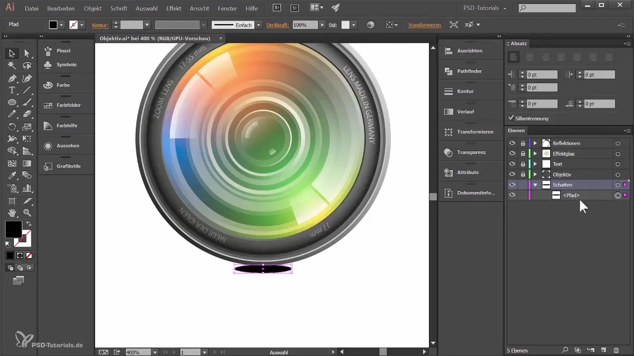 Crearea unei suprafețe de sticlă pentru un obiectiv în Adobe Illustrator