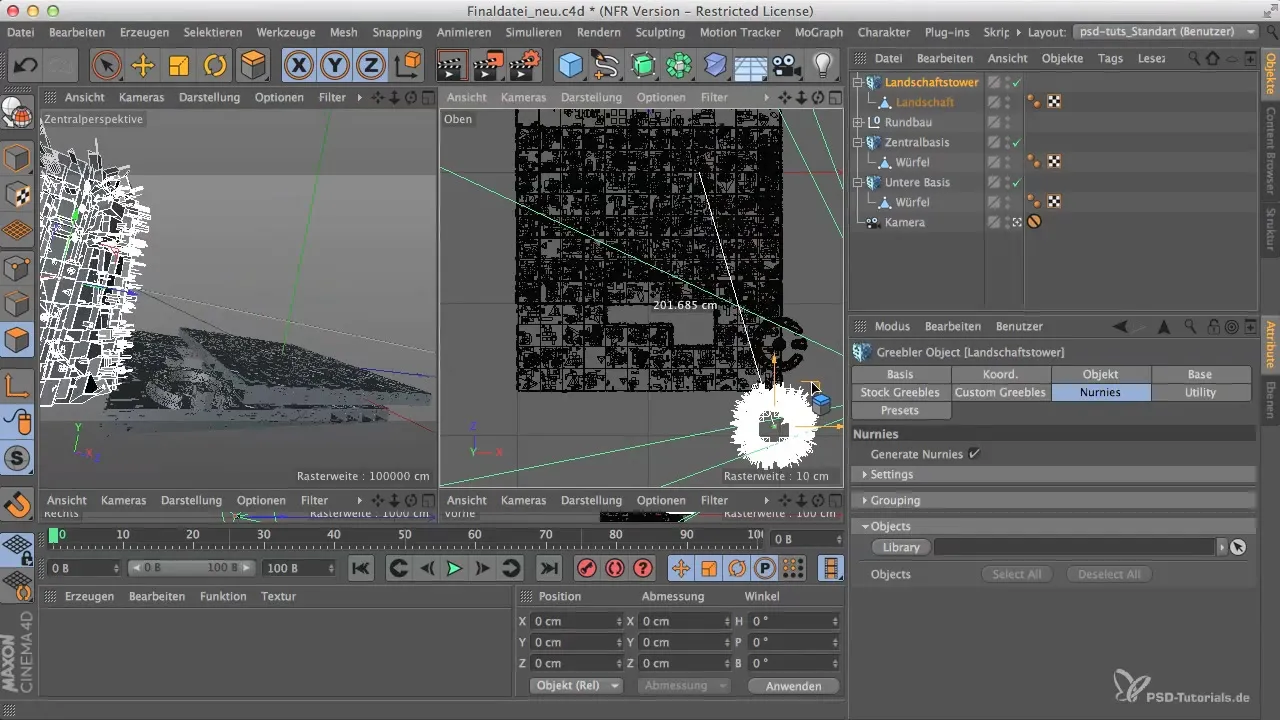 Інтеграція вежі в Cinema 4D: поглинання та встановлення