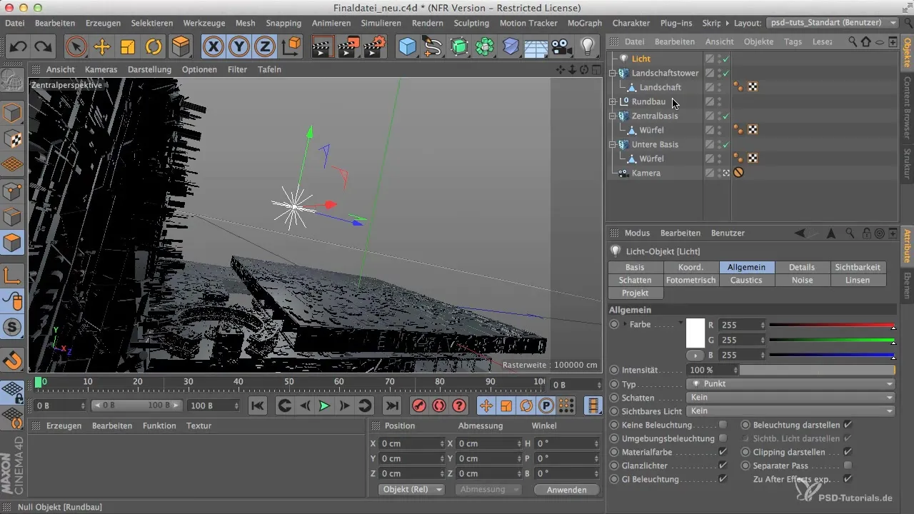 Інтеграція вежі в Cinema 4D: поглинання та встановлення