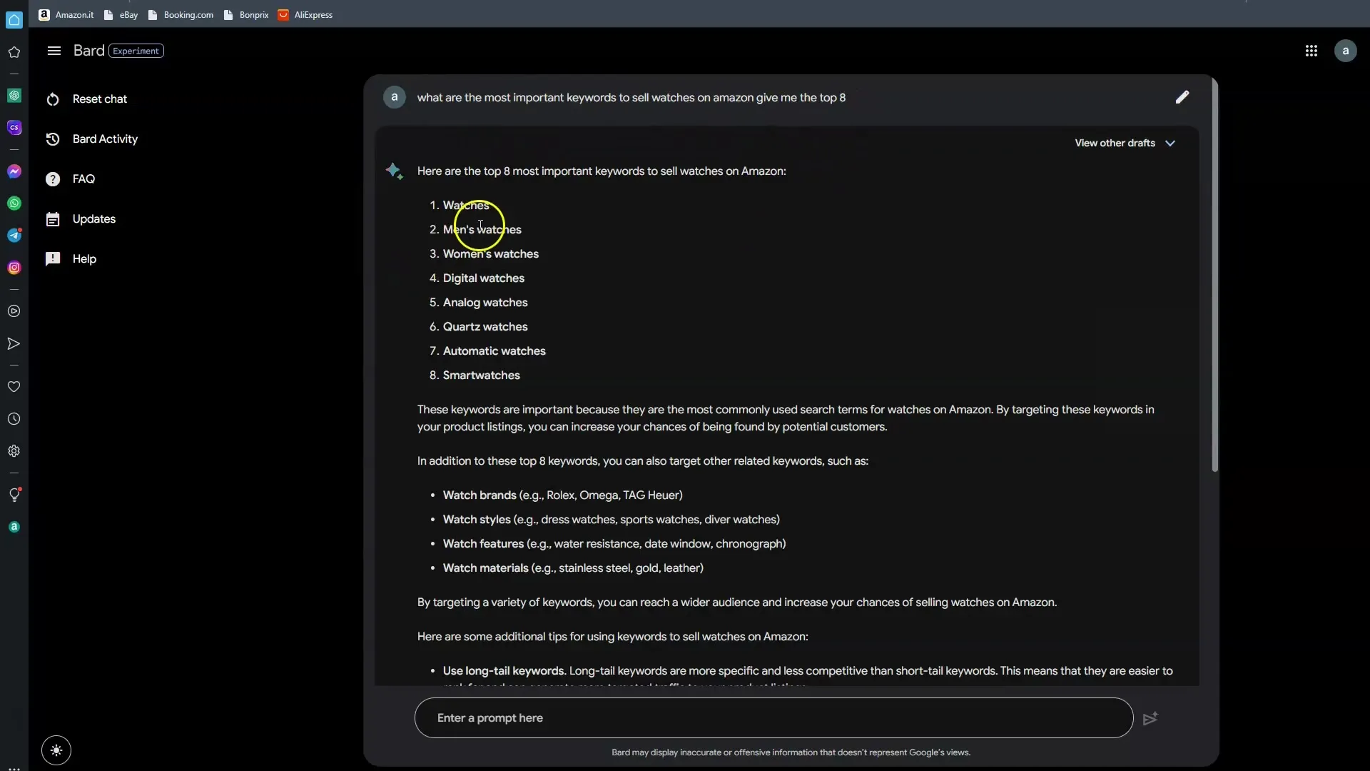 Optimización SEO para la venta en Amazon con Google Bard