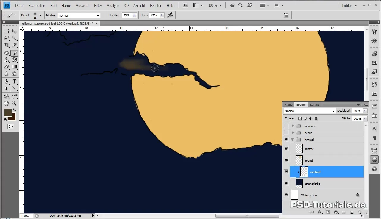 Maand en wolken in digitale schilderkunst maken