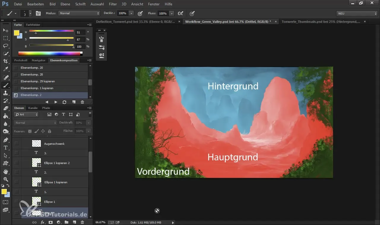 Composizione dell'immagine per arte digitale e matte painting