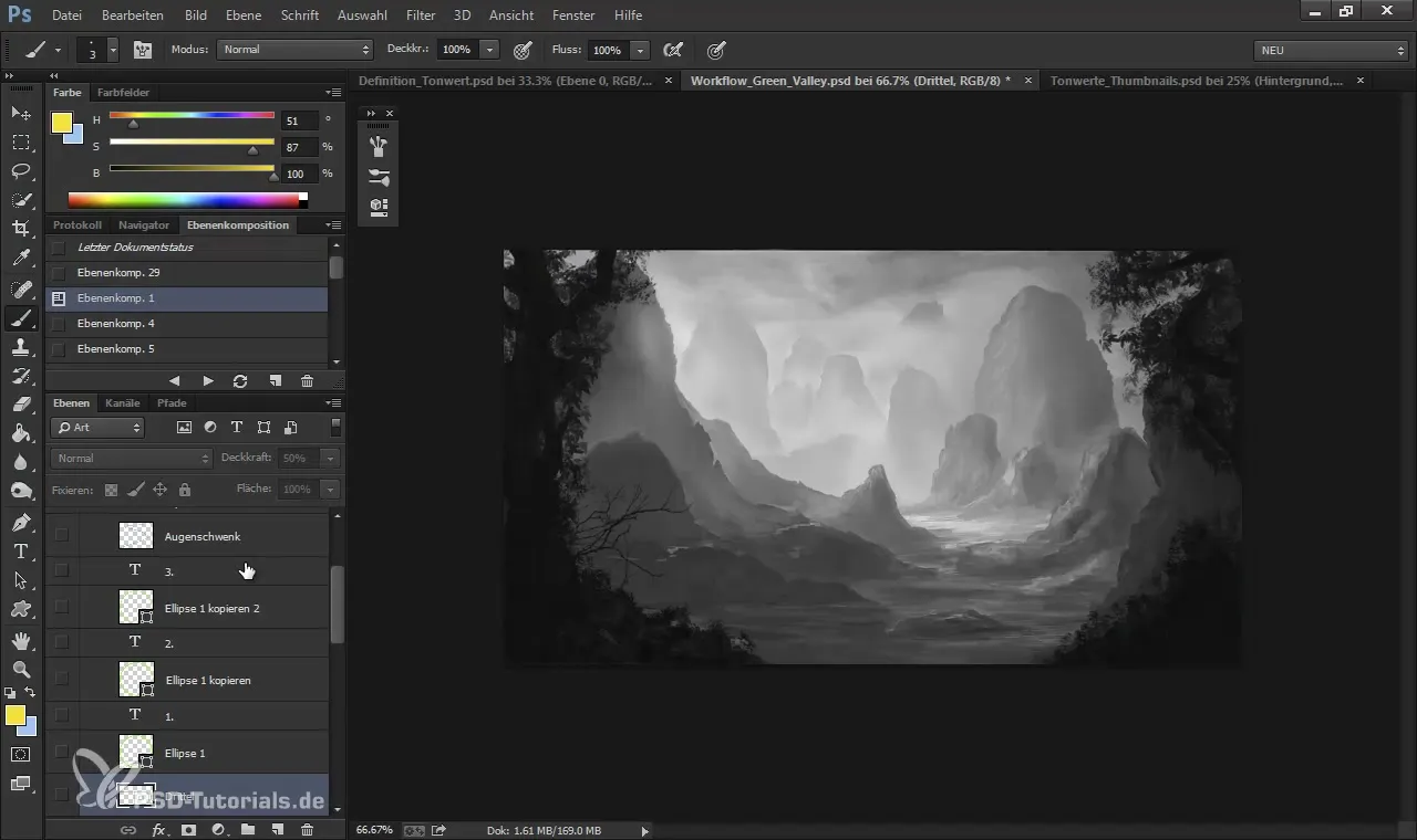 Composizione dell'immagine per arte digitale e matte painting