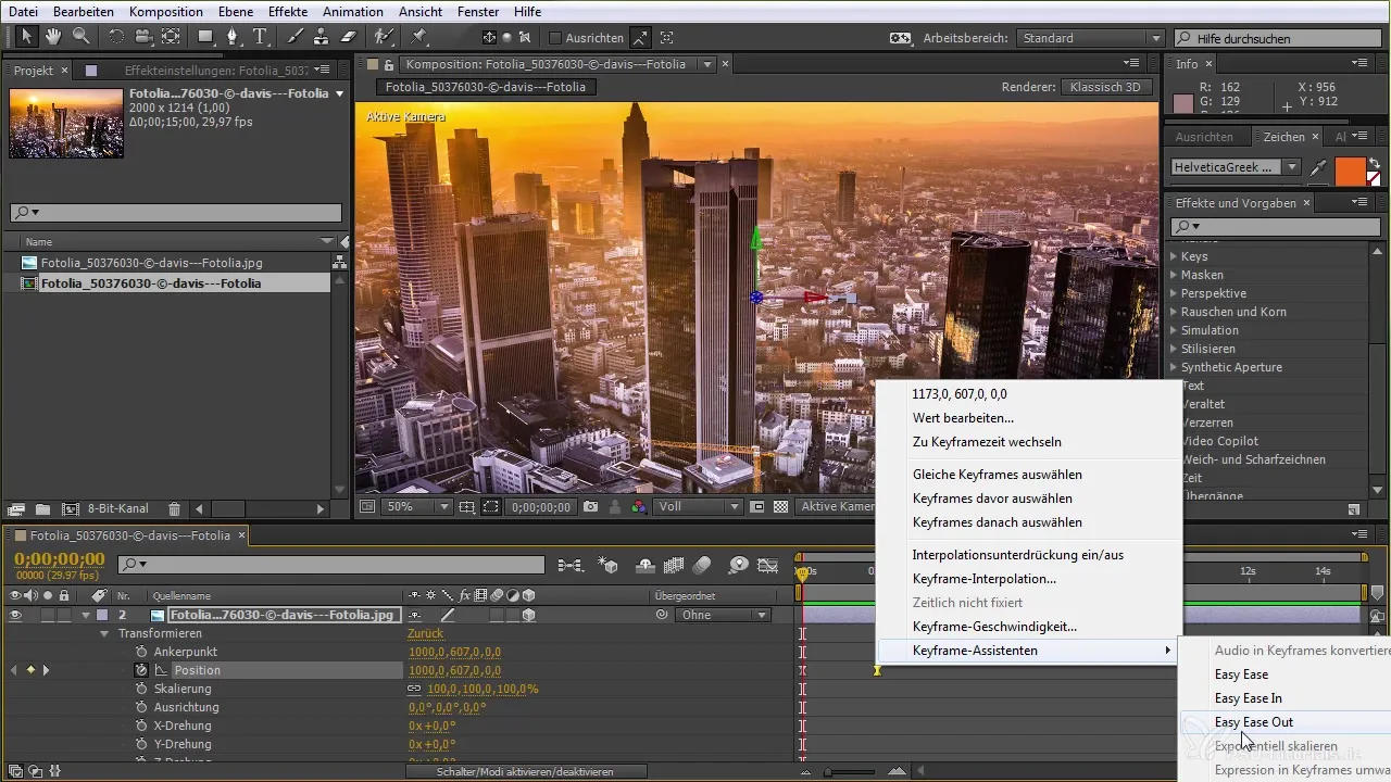 Interpolacja kluczowych klatek i edytor wykresów w After Effects