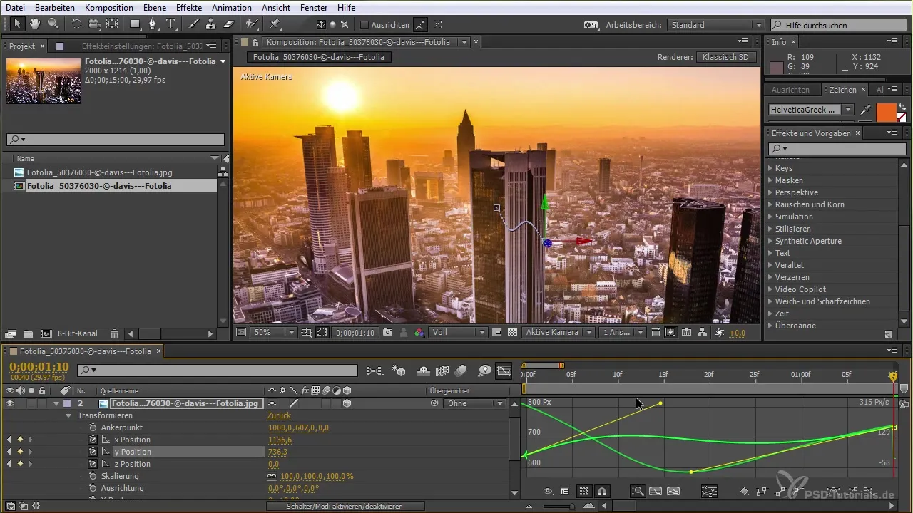 Interpolacja klatek kluczowych i edytor wykresów w After Effects
