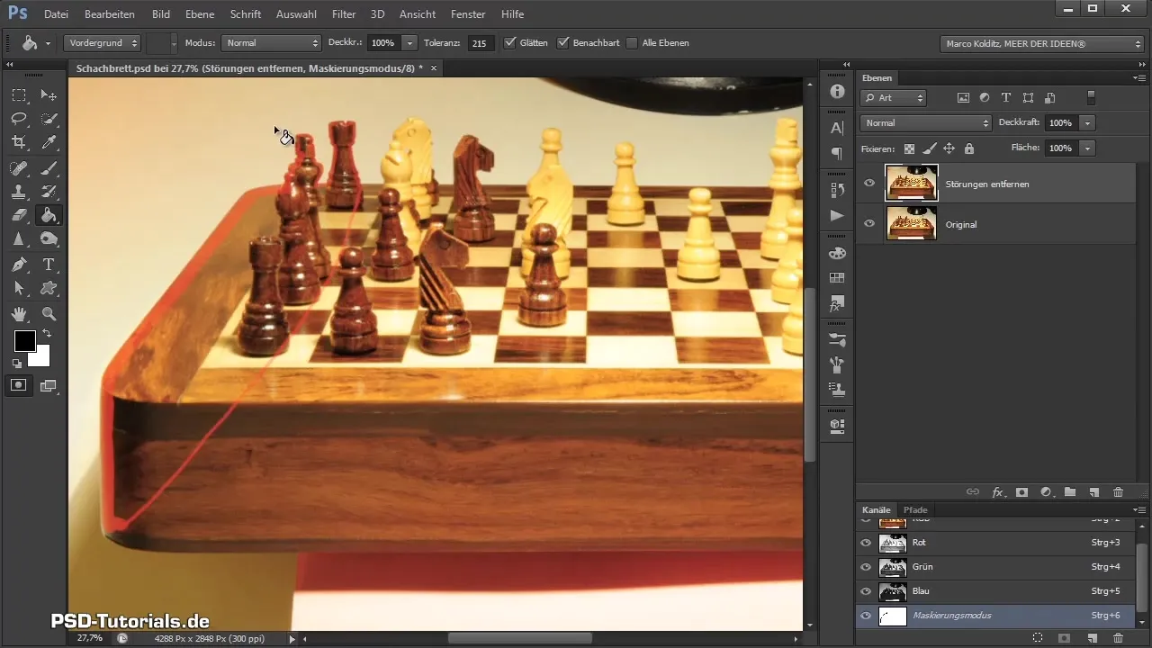 Joc de șah în Photoshop - Corectarea tablei de șah și decuparea