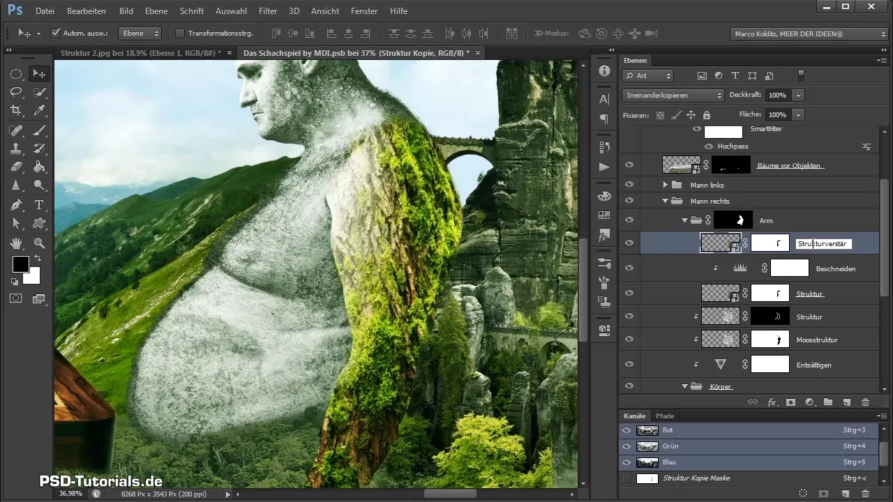 Crear un Naturriese en Photoshop - ajustar texturas