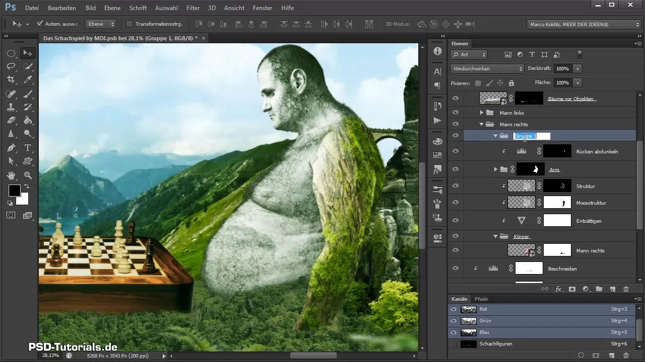 Place and adjust textures on the right giant