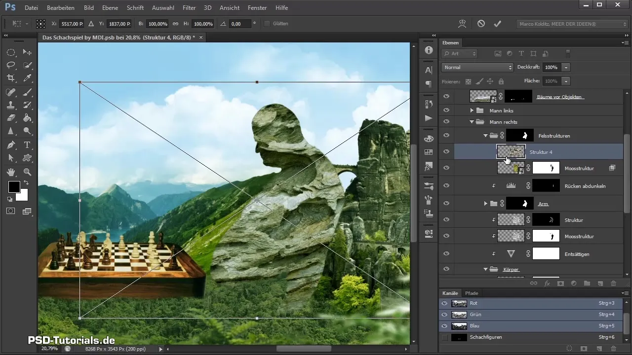 Place and adjust textures on the right giant