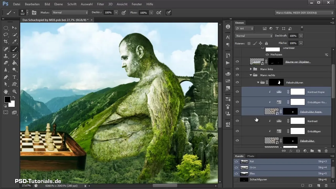 Place and adjust textures on the right giant