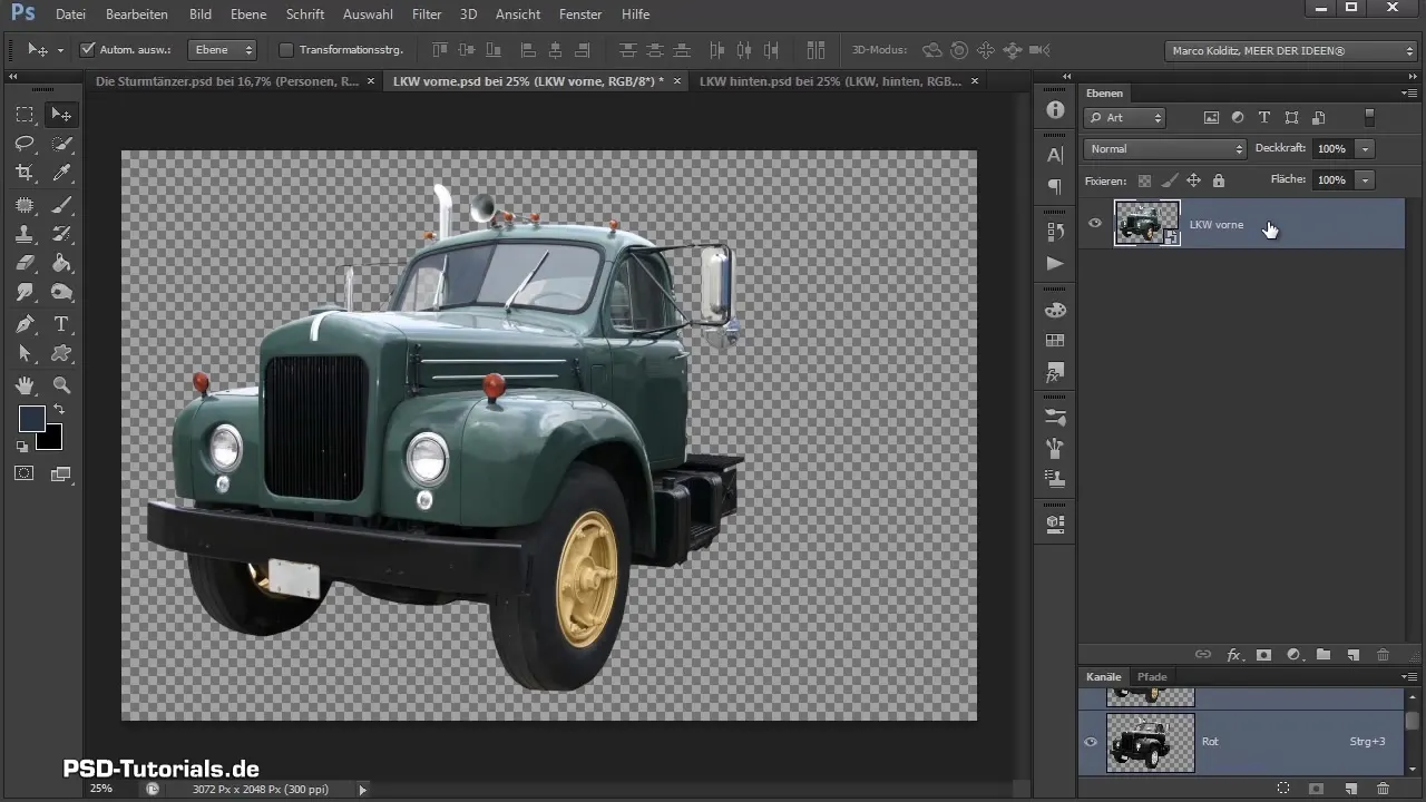 Riassumere LKW e posizionare Geländewagen in Photoshop