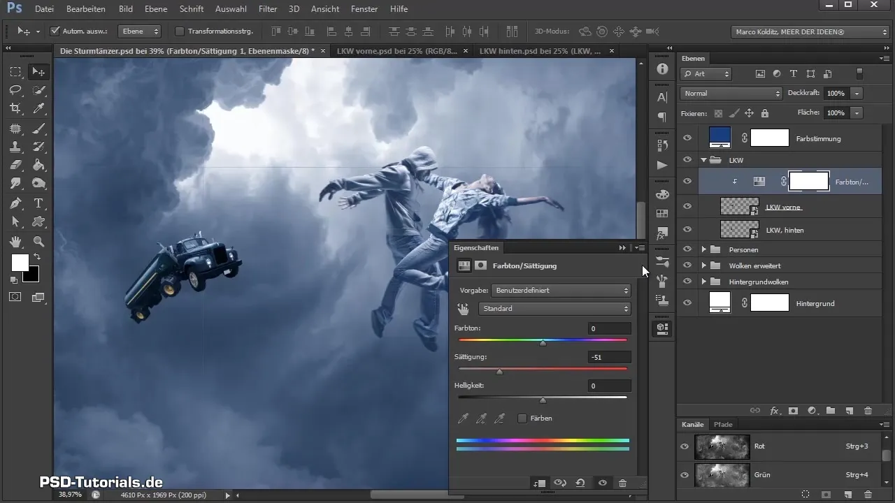 Riassumere LKW e posizionare Geländewagen in Photoshop