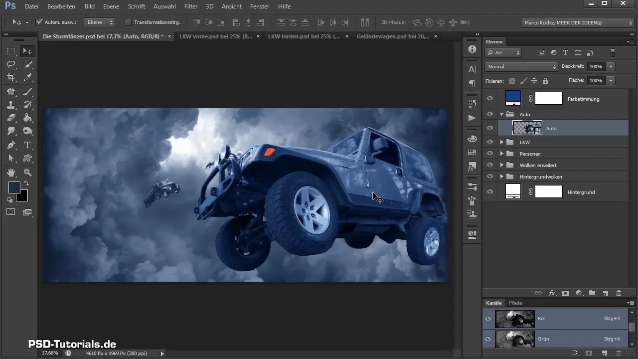 Riunire LKW e posizionare Geländewagen in Photoshop