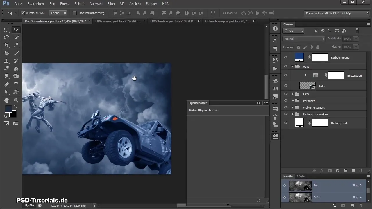 Riassumere LKW e posizionare Geländewagen in Photoshop