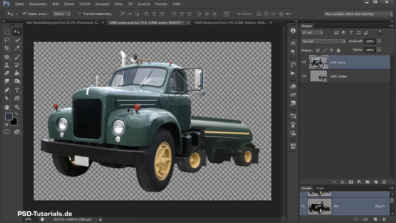 Riepilogare LKW e posizionare Geländewagen in Photoshop