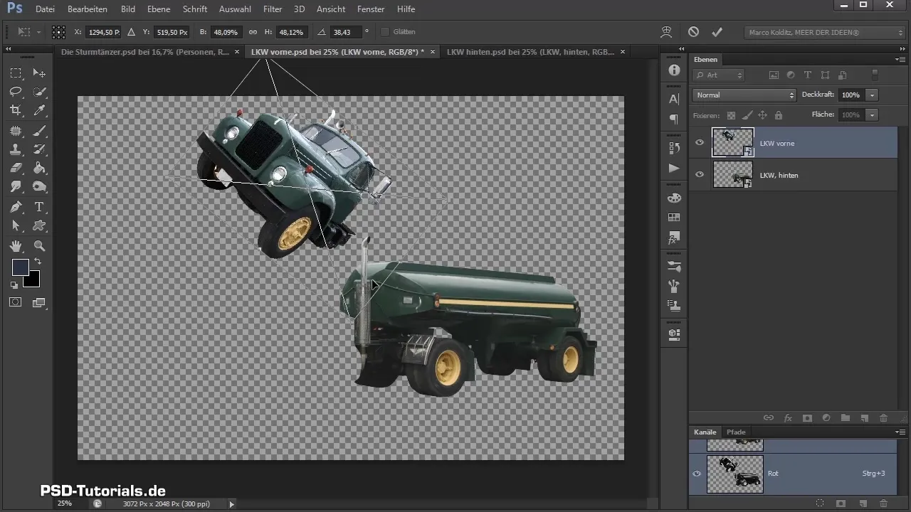 Riassumere LKW e posizionare Geländewagen in Photoshop