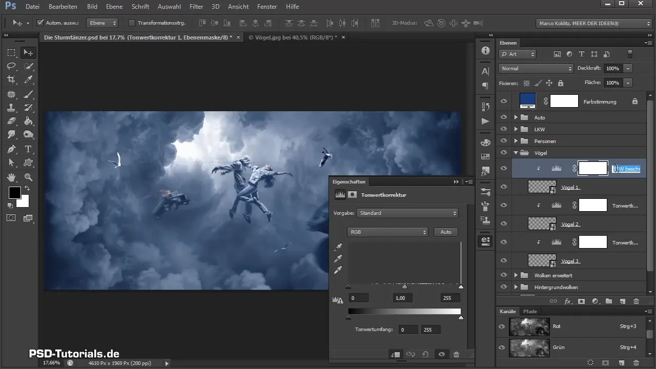 Isolating birds and adjusting in Photoshop compositing