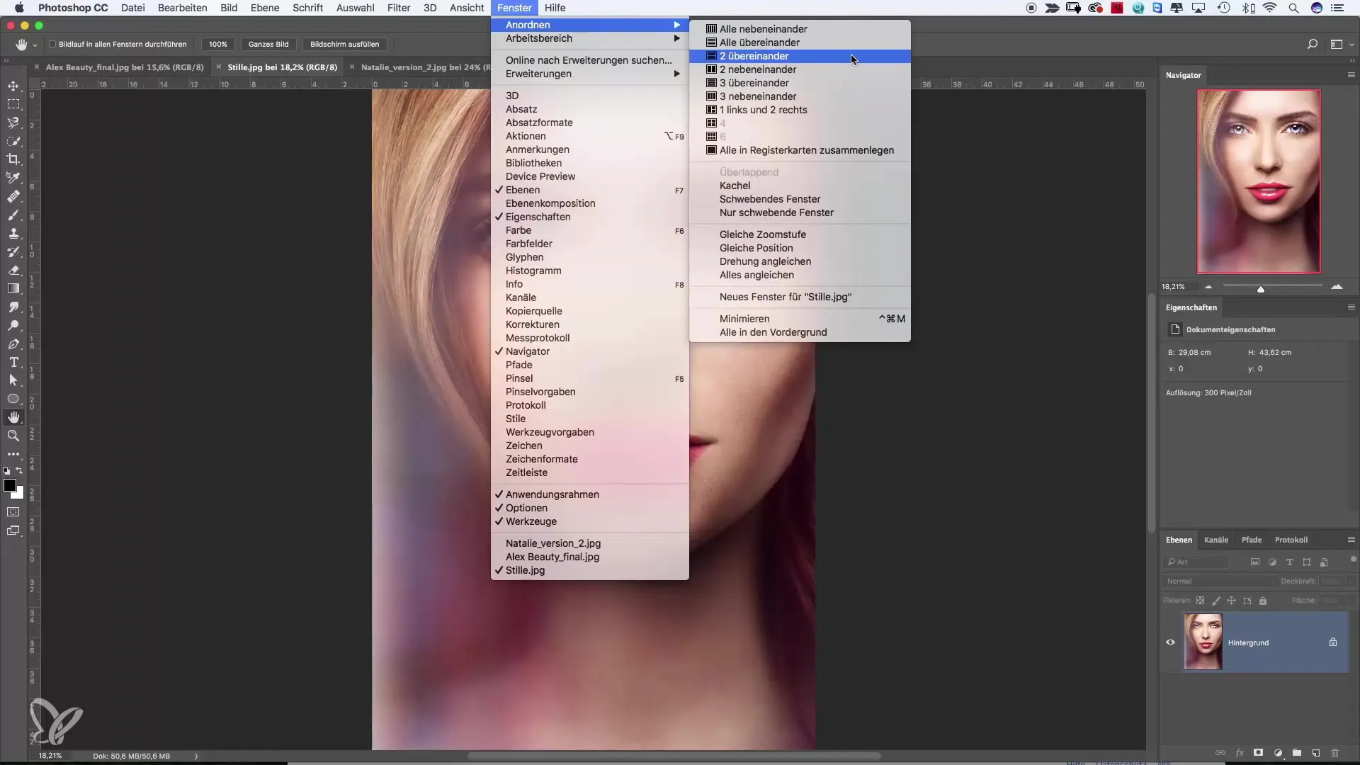 Fensterordnung in Photoshop für maximale Effizienz