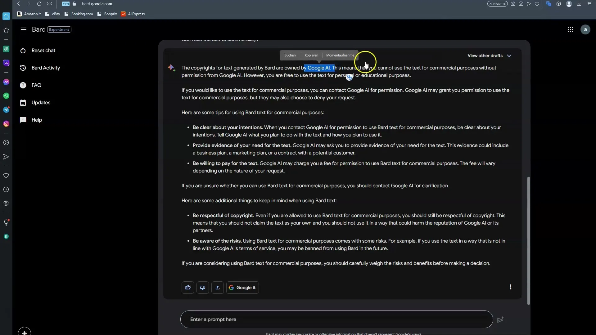 Copyright and copyright at Google Bard: Security for your content
