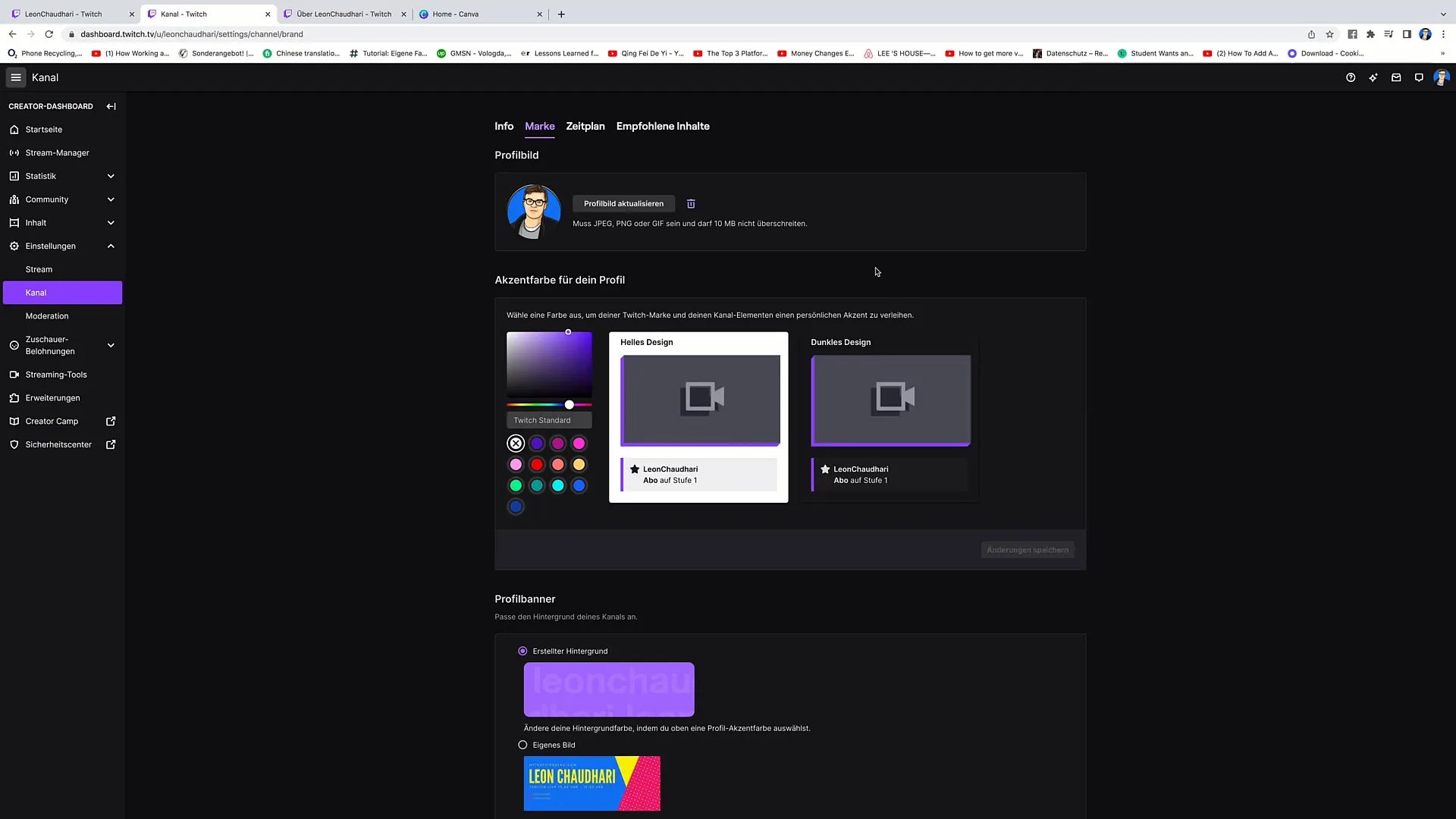 Guide pour la création d'une image de profil Twitch