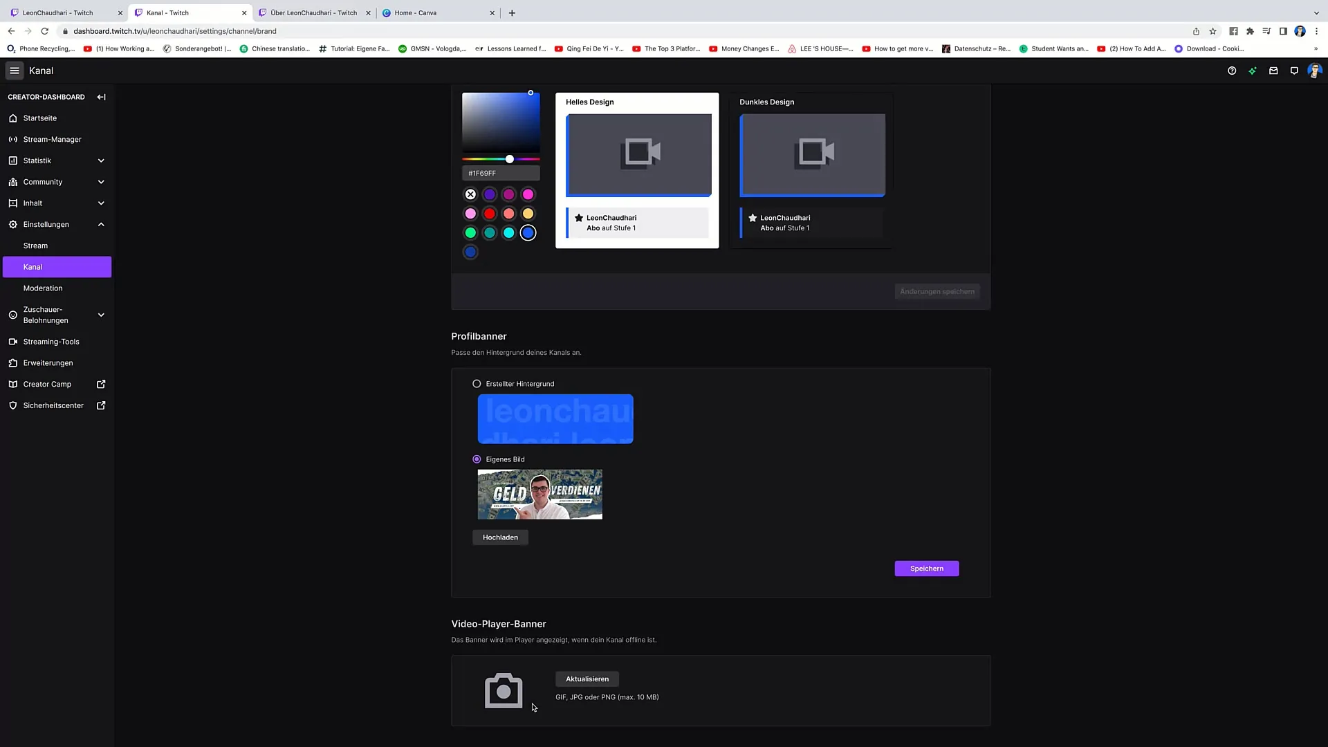 Creation of an appealing video player banner for your livestream