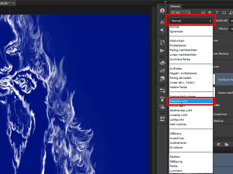 Photoshop composing - Fire and ice - Part 04: Darkening the background and preparing the colors