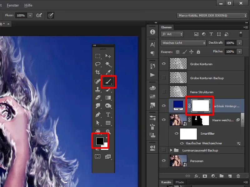 Photoshop composing - Fire and ice - Part 04: Darkening the background and preparing the colors