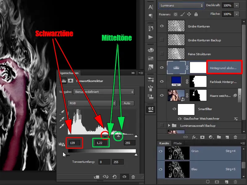Photoshop composing - Fire and ice - Part 04: Darkening the background and preparing the colors