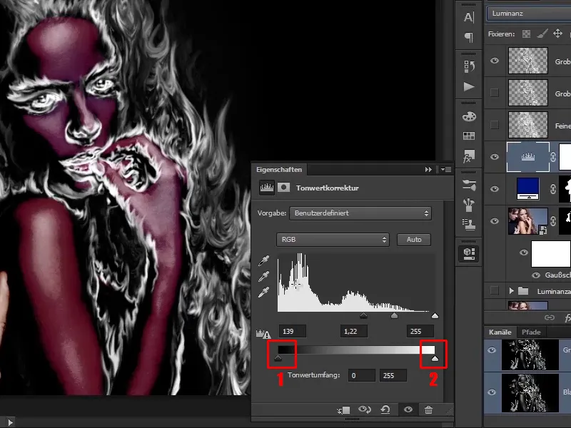 Photoshop composing - Fire and ice - Part 04: Darkening the background and preparing the colors
